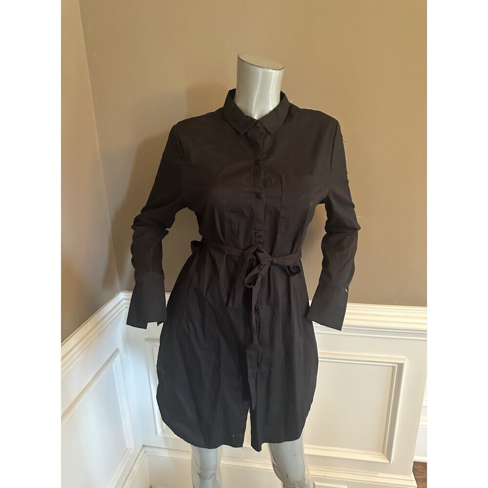 NWT FASHION NOVA Black Collared Shirt Mini Dress Sz M Cutout